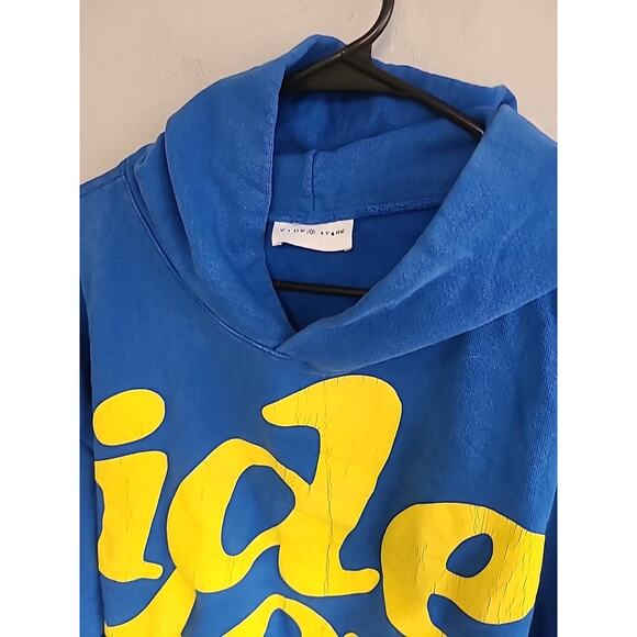 Men's large Brockhampton Video Store blue & yellow mega puff hoodie sweatshirt - Picture 4 of 8
